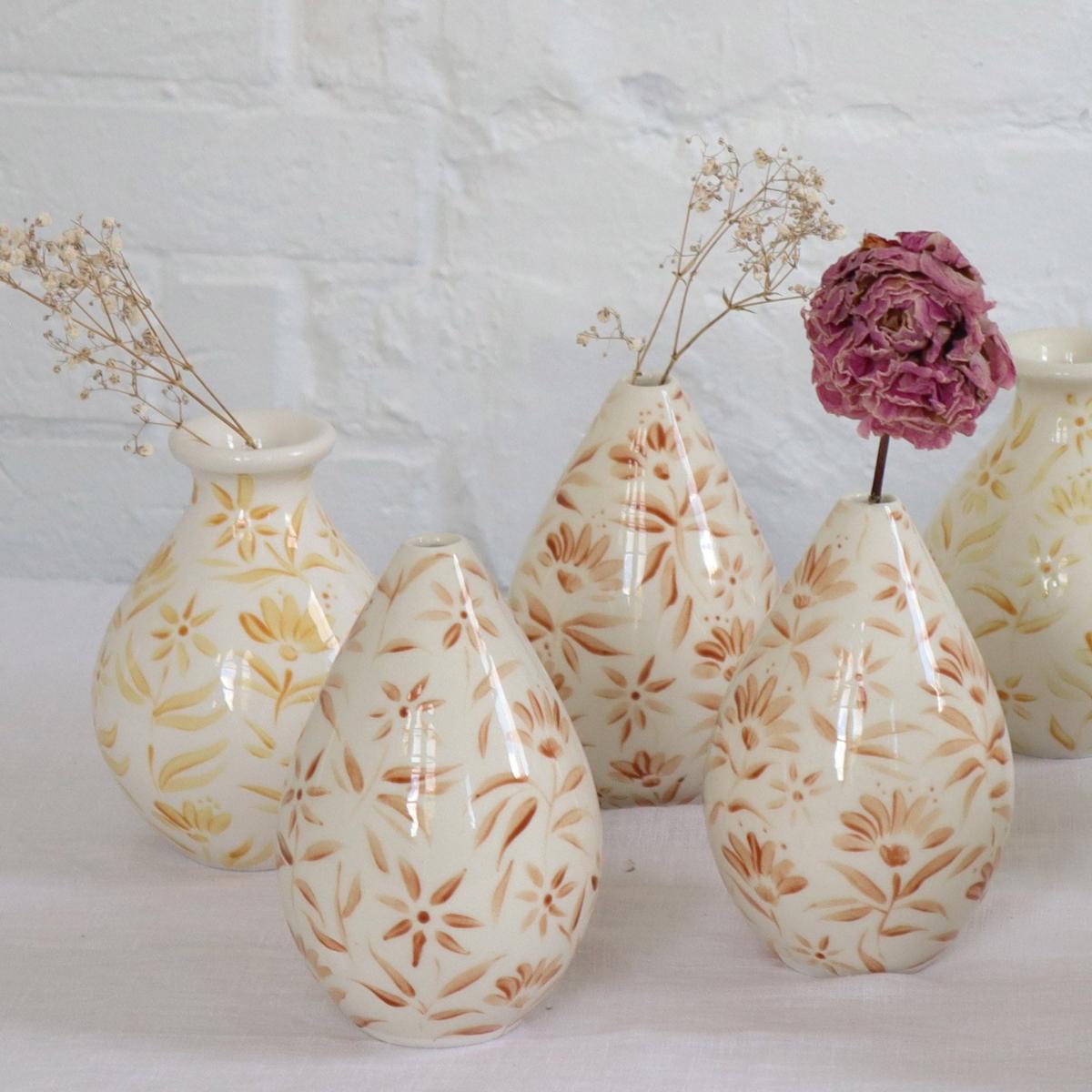 Neutrals / White / Brown Sunburst Flowers Bud Vase - Autumn Brown Rosanna Corfe – image 7