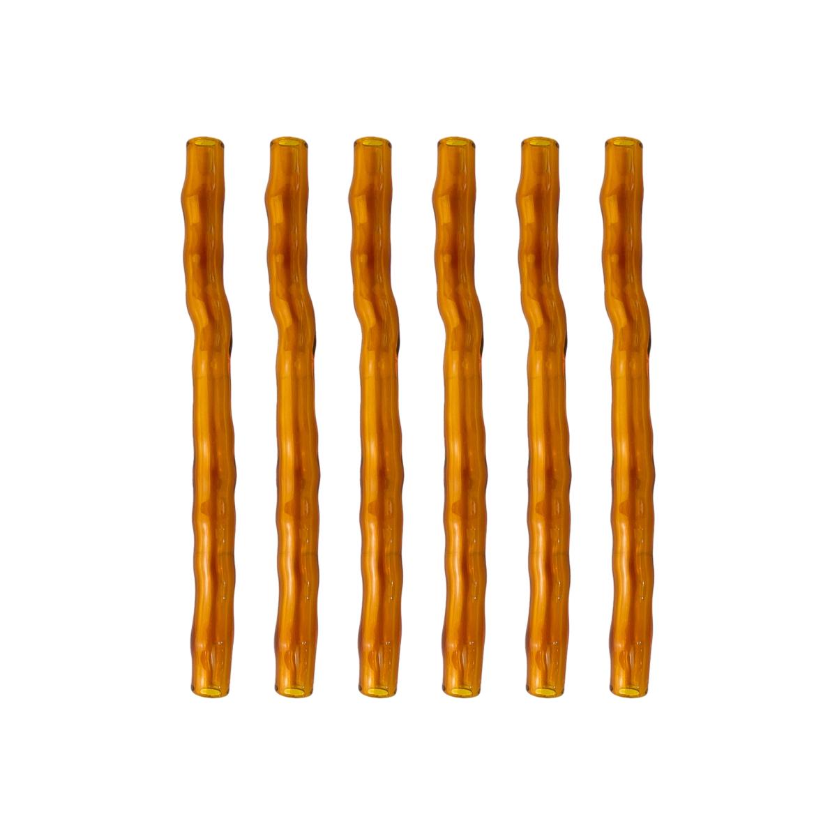 Yellow / Orange / Brown Wavy Cocktail Drinking Straw | Set Of Six | Amber | Karen Kriegel – image 1