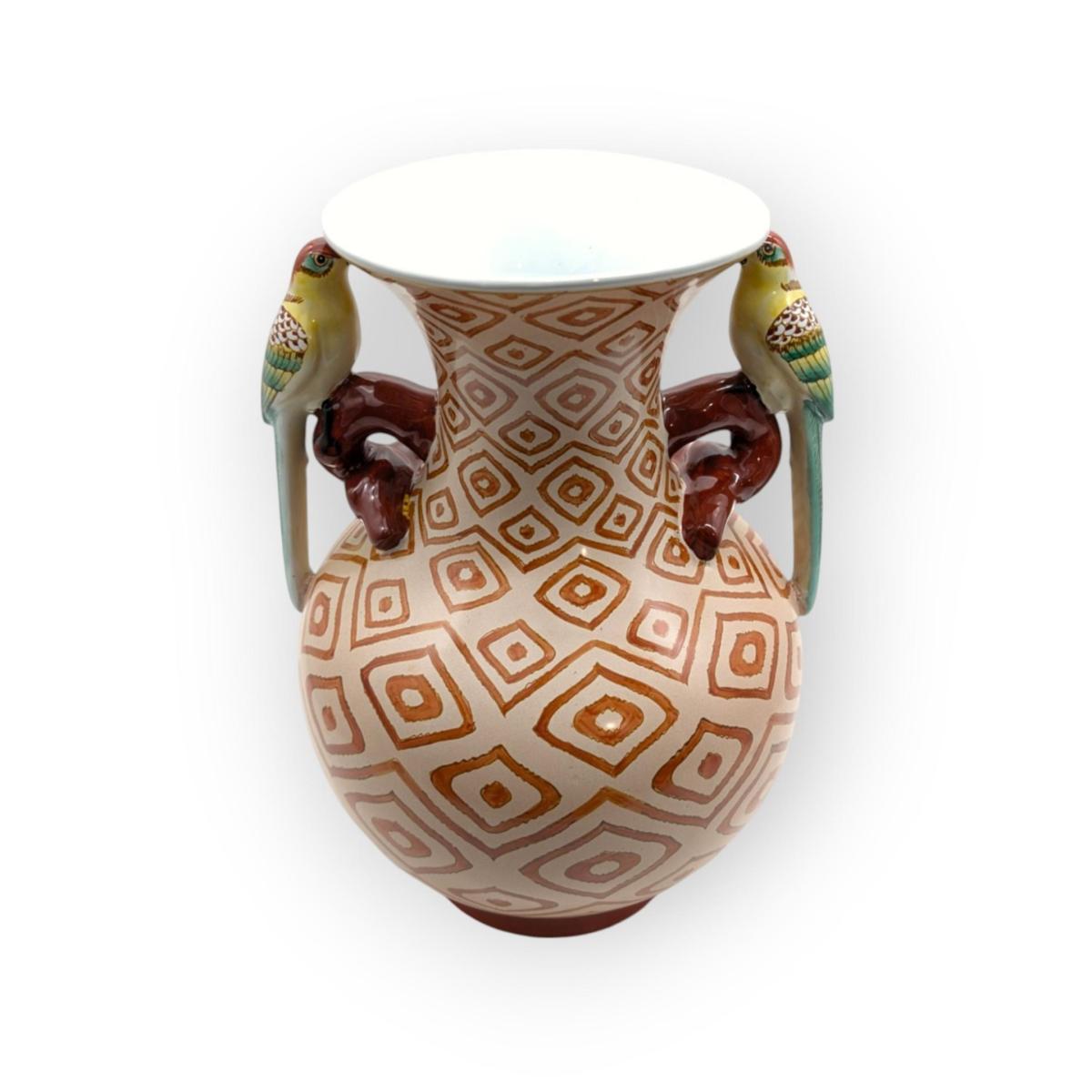 Had Painted Porcelain Parakeet Patterned Vase | One Size | Fable and Mirth – image 2