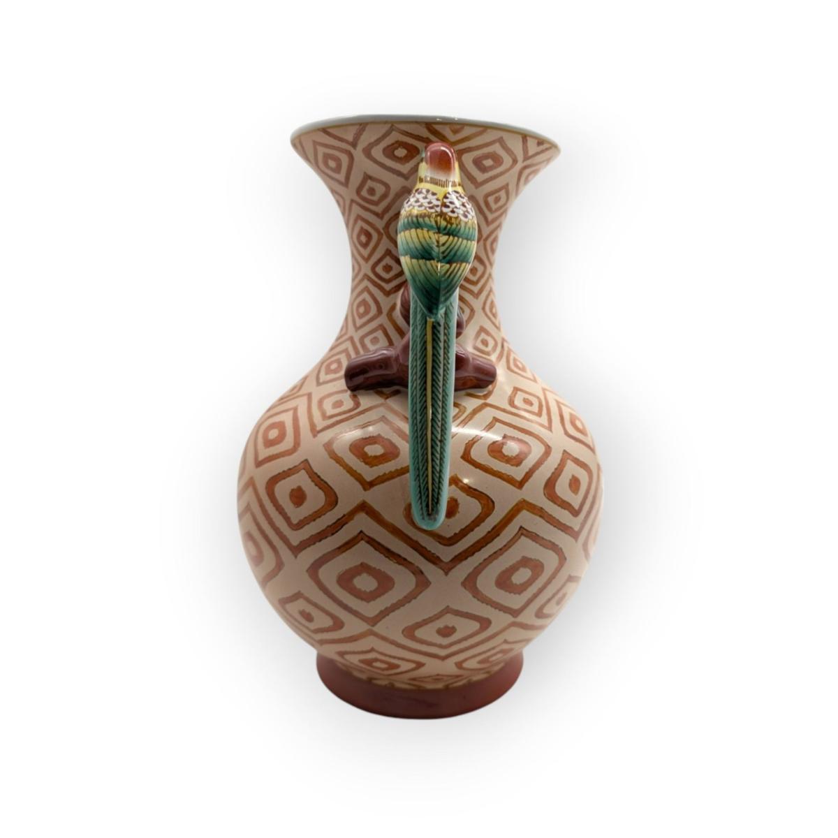 Had Painted Porcelain Parakeet Patterned Vase | One Size | Fable and Mirth – image 3