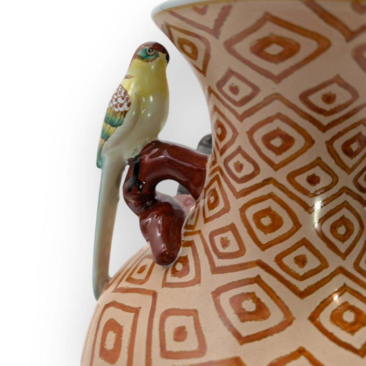 Had Painted Porcelain Parakeet Patterned Vase | One Size | Fable and Mirth – image 4