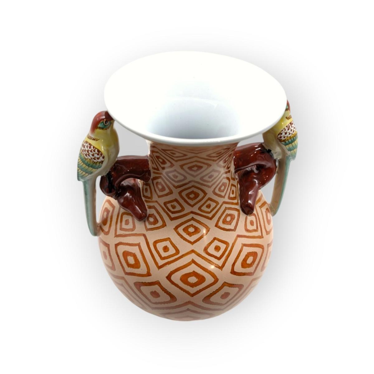 Had Painted Porcelain Parakeet Patterned Vase | One Size | Fable and Mirth – image 5