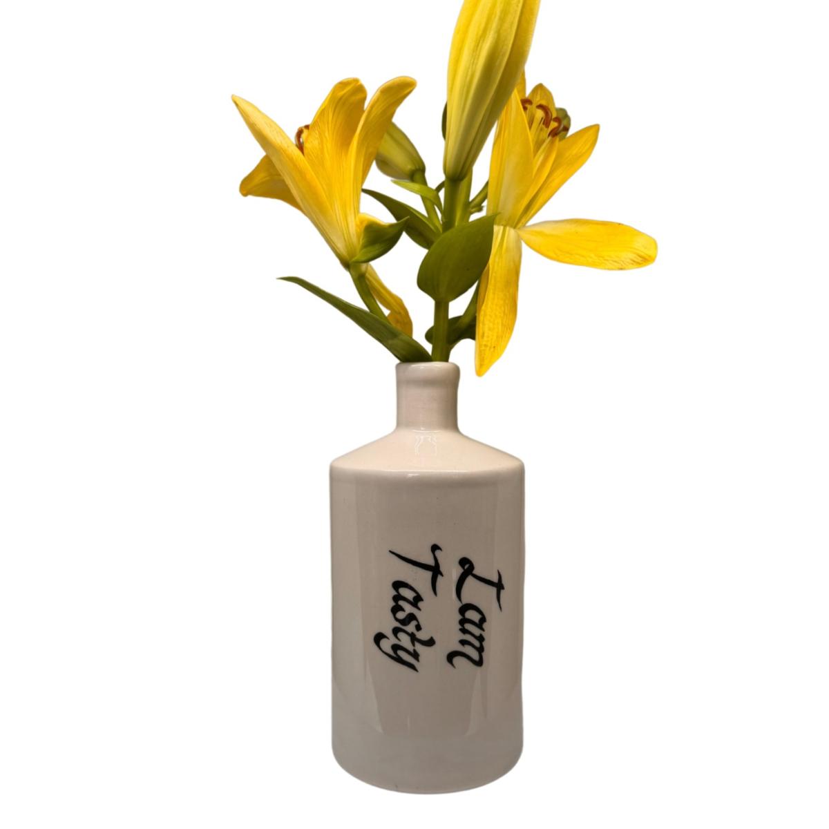 White / Black Artisan Crafted Ceramic I'm Tasty Bottles And Vase | Black and Wild – image 2