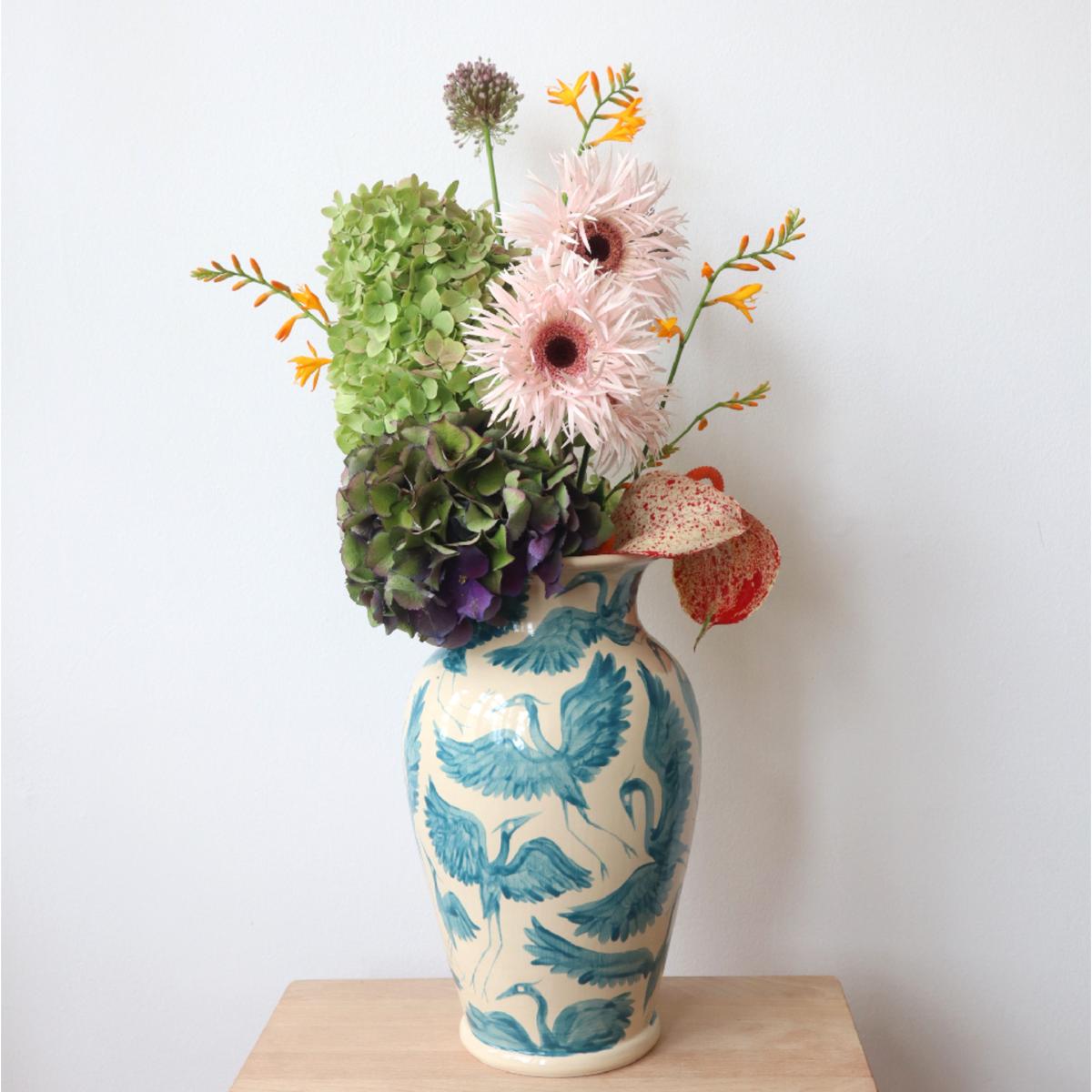 Green / Blue X Large Herons H& Painted Vase - Teal Blue, Green | Rosanna Corfe – image 2