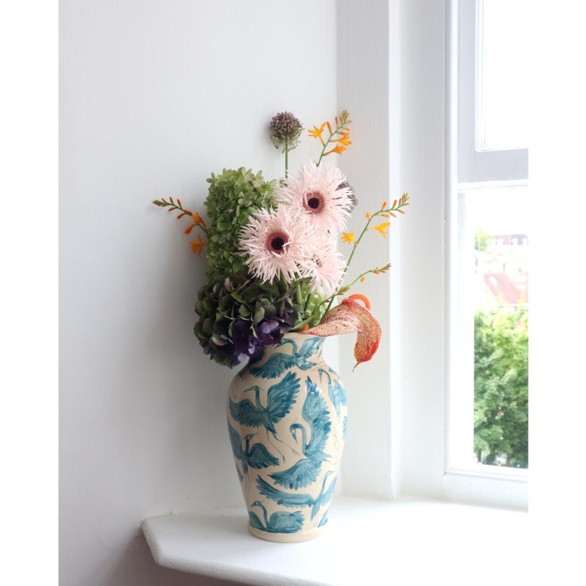 Green / Blue X Large Herons H& Painted Vase - Teal Blue, Green | Rosanna Corfe – image 3
