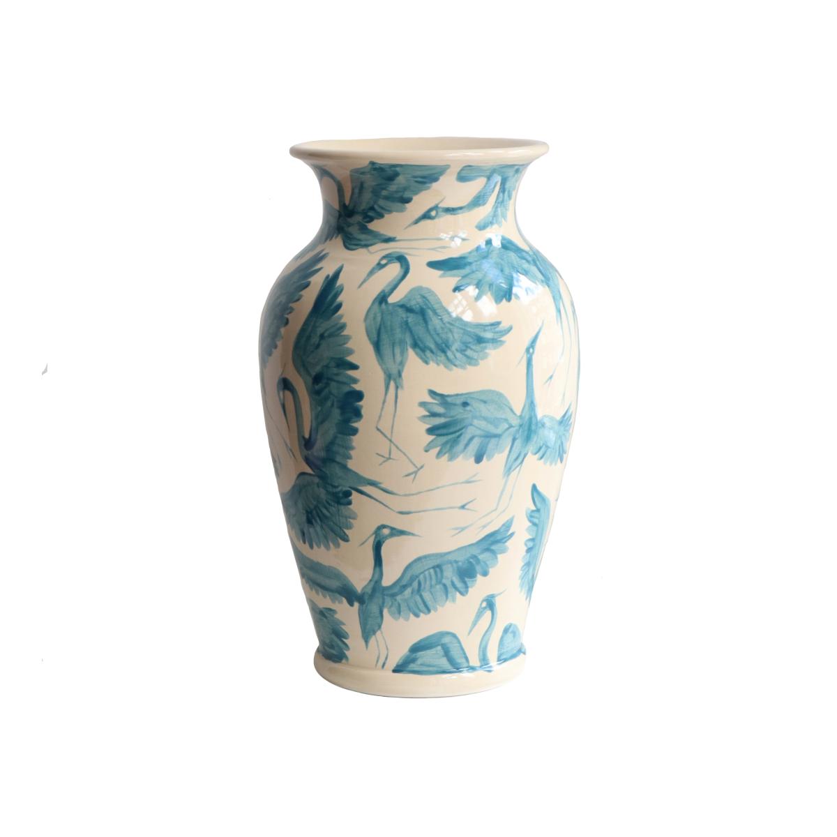 Green / Blue X Large Herons H& Painted Vase - Teal Blue, Green | Rosanna Corfe – image 1