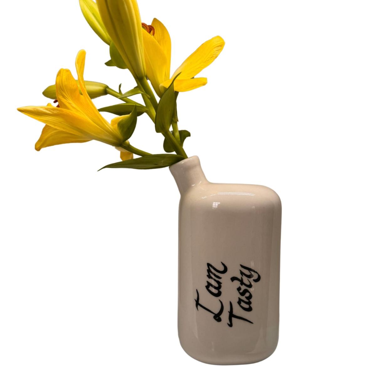 Black / White Artisan Crafted Ceramic I'm Tasty Bottle And Vase Black and Wild – image 2
