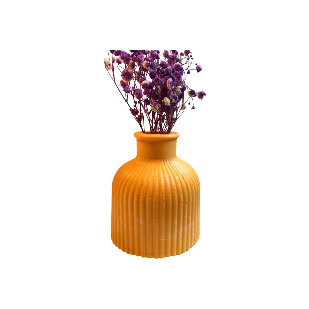 Yellow / Orange Stripy Oval Vase - Peach | By Shax