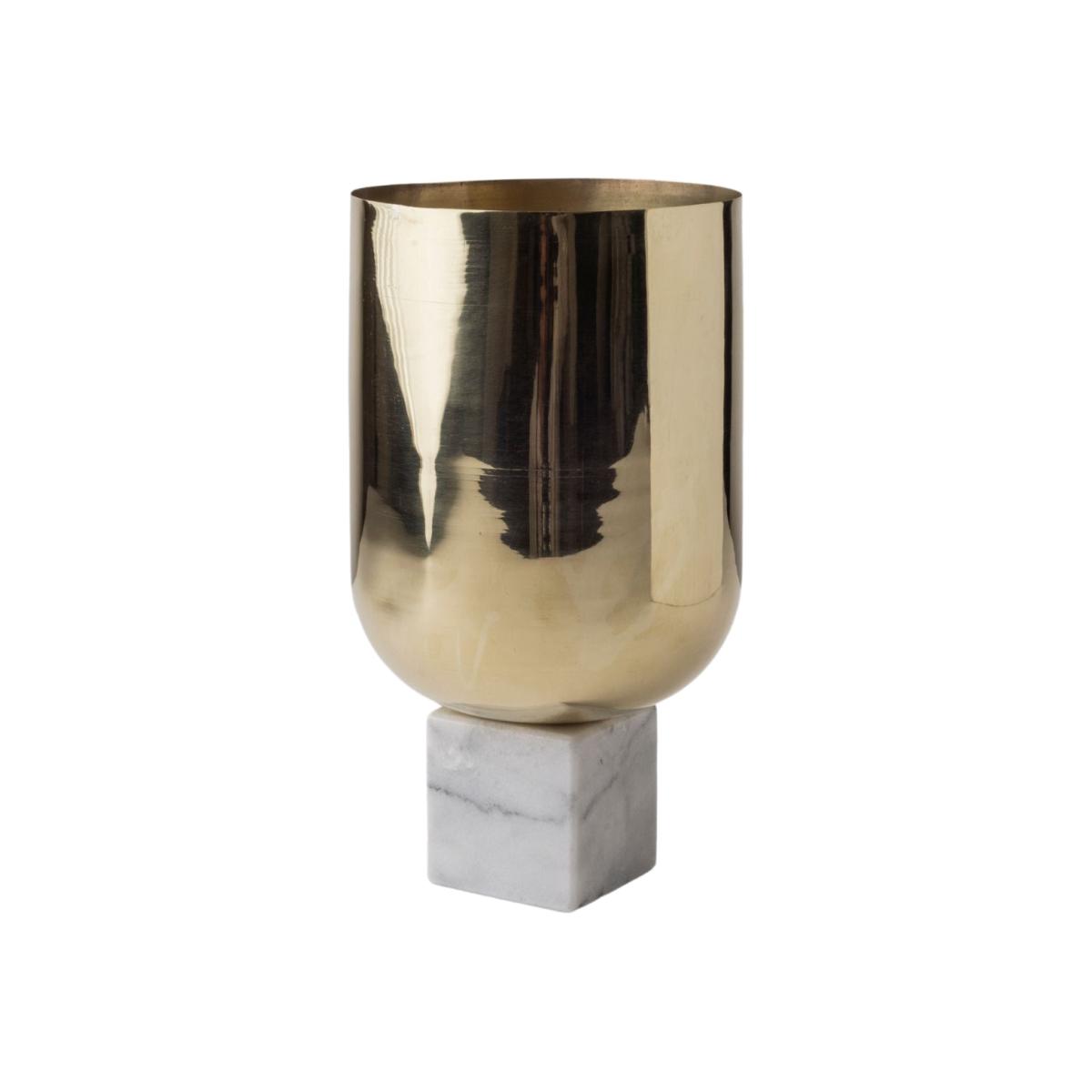 Nimbo Marble & Brass Flower Vase - White . Bruci Editora De Diseño