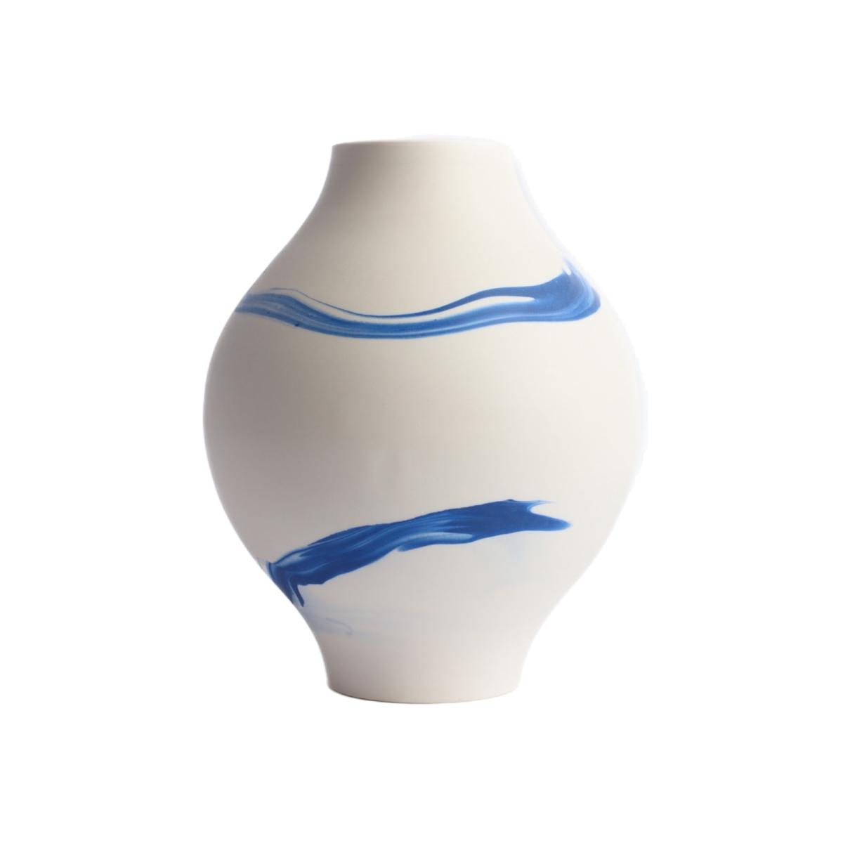 Blue / White Large Marbled Vase - Navy Michelle Williams Ceramics
