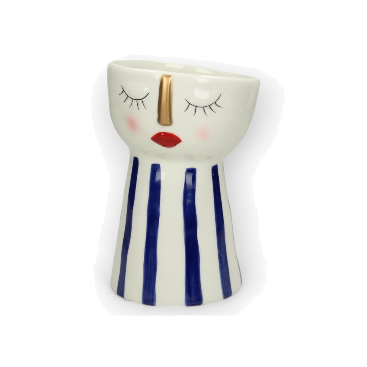 Blue / White Serene Sleeping Ceramic Face Vase | Fable and Mirth