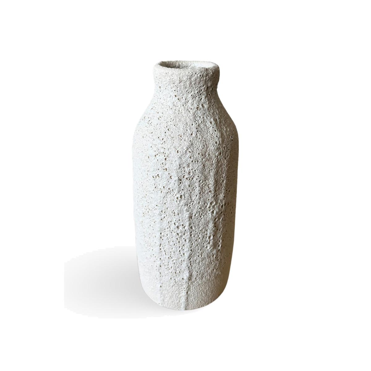 White Tall Bottle Crater Vase Gina Desantis Ceramics