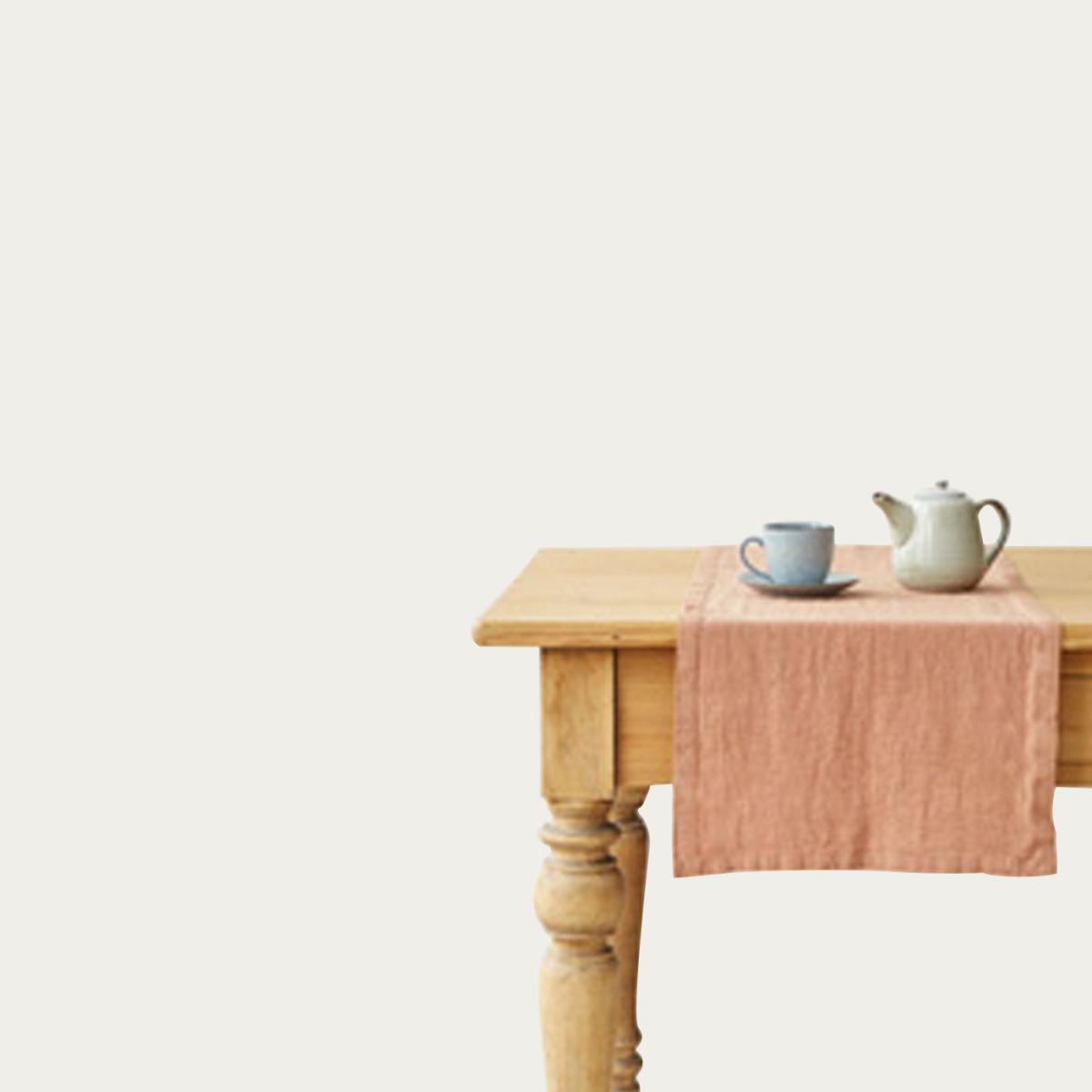 Cafe Crème Washed Linen Table Runner