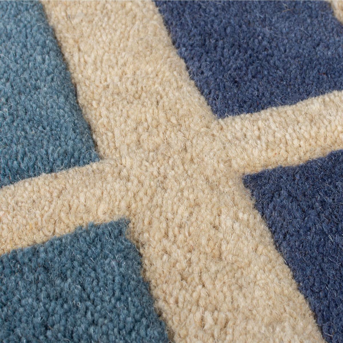 Retro Blocks Carved Wool Runner Blue – image 2