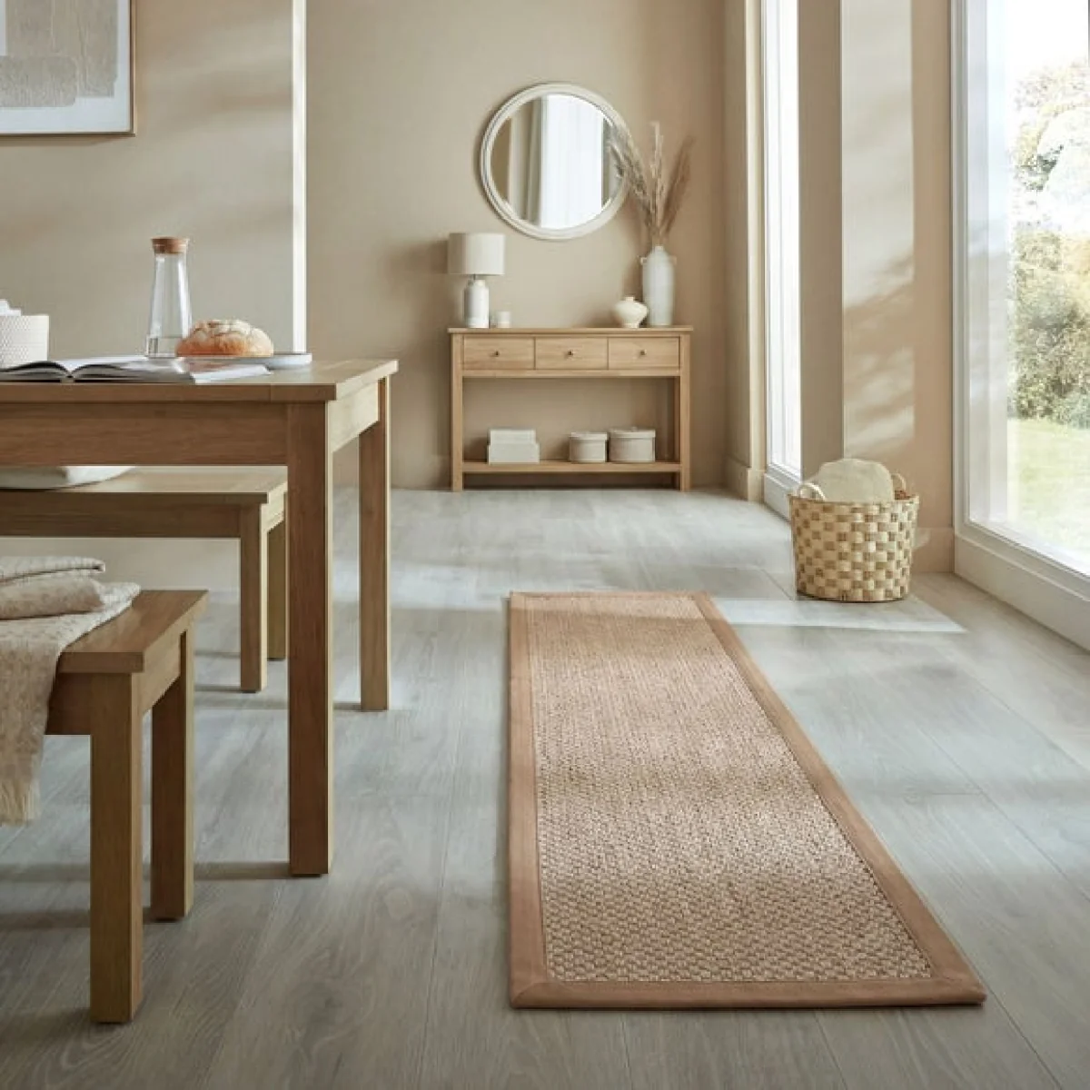 Sisal Look Border Easy Care Runner – image 1