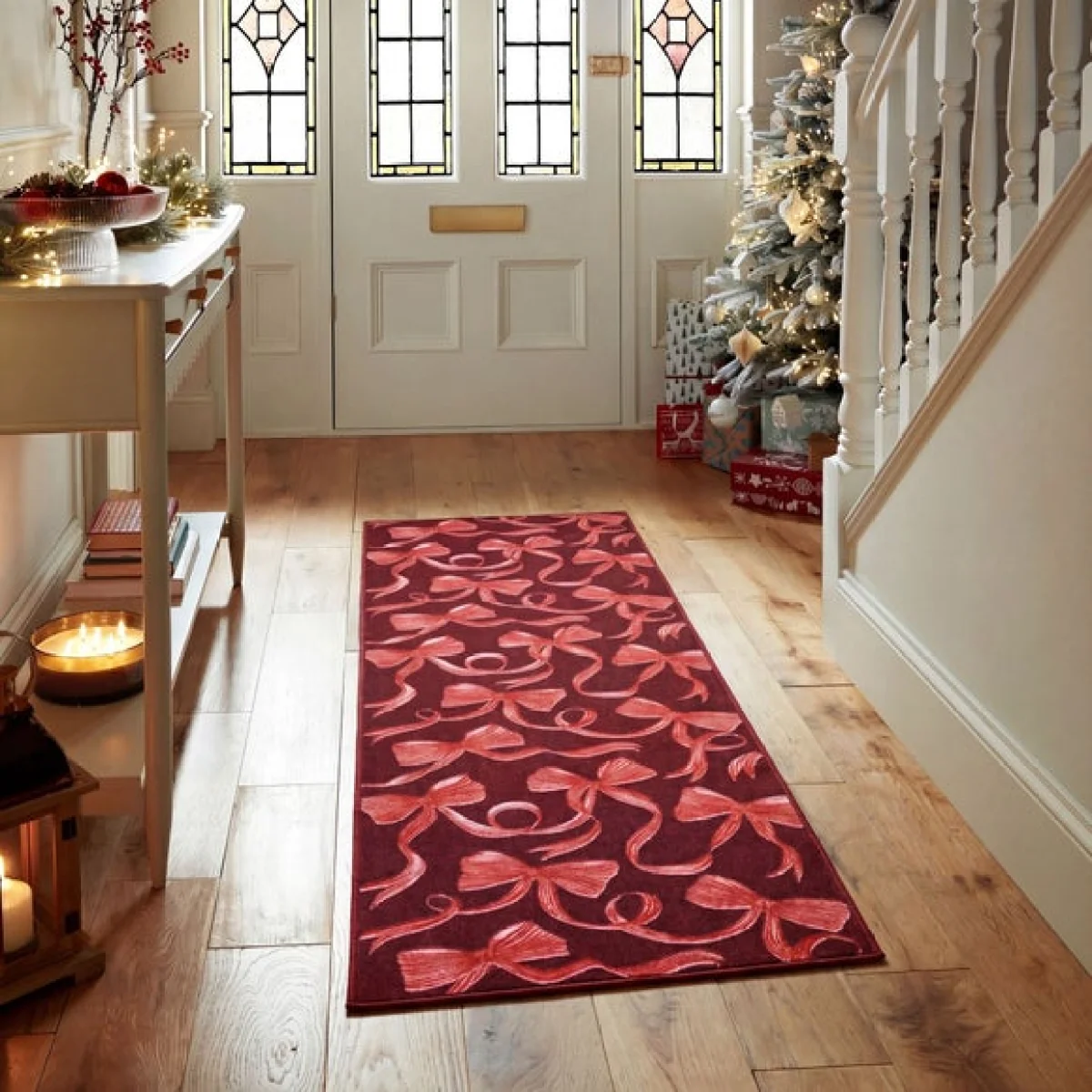 Vintage Christmas Bow Washable Runner – image 1