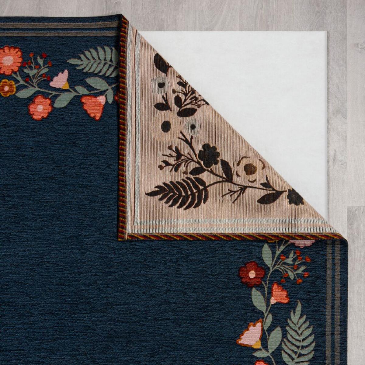 Camellia Floral Border Stair Runner Blue – image 3
