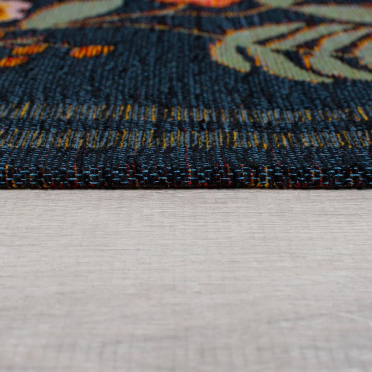 Camellia Floral Border Stair Runner Blue – image 4
