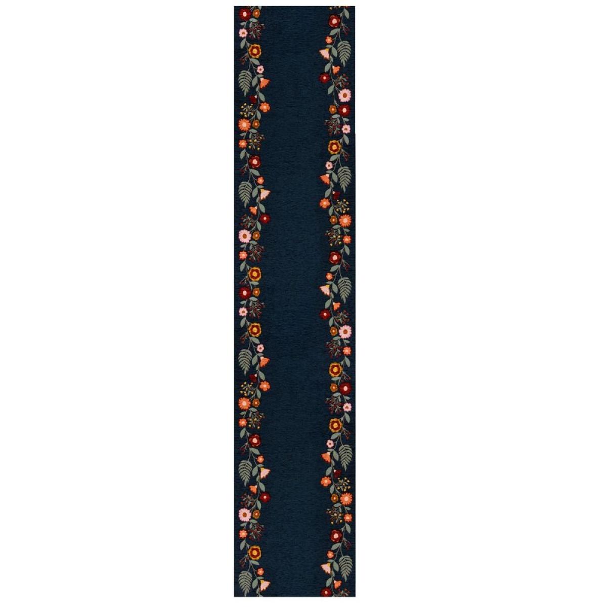 Camellia Floral Border Stair Runner Blue – image 5