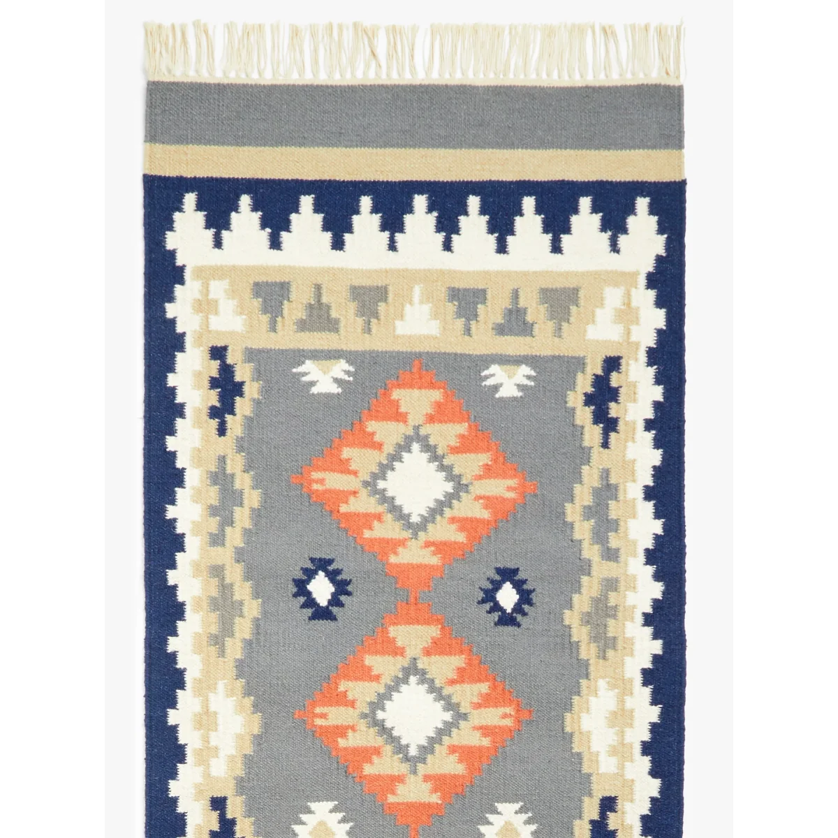 John Lewis & Partners Geometric Kelim Runner, Blue/Multi, L240 x W70cm – image 3