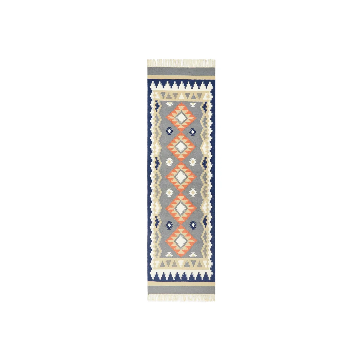 John Lewis & Partners Geometric Kelim Runner, Blue/Multi, L240 x W70cm – image 1