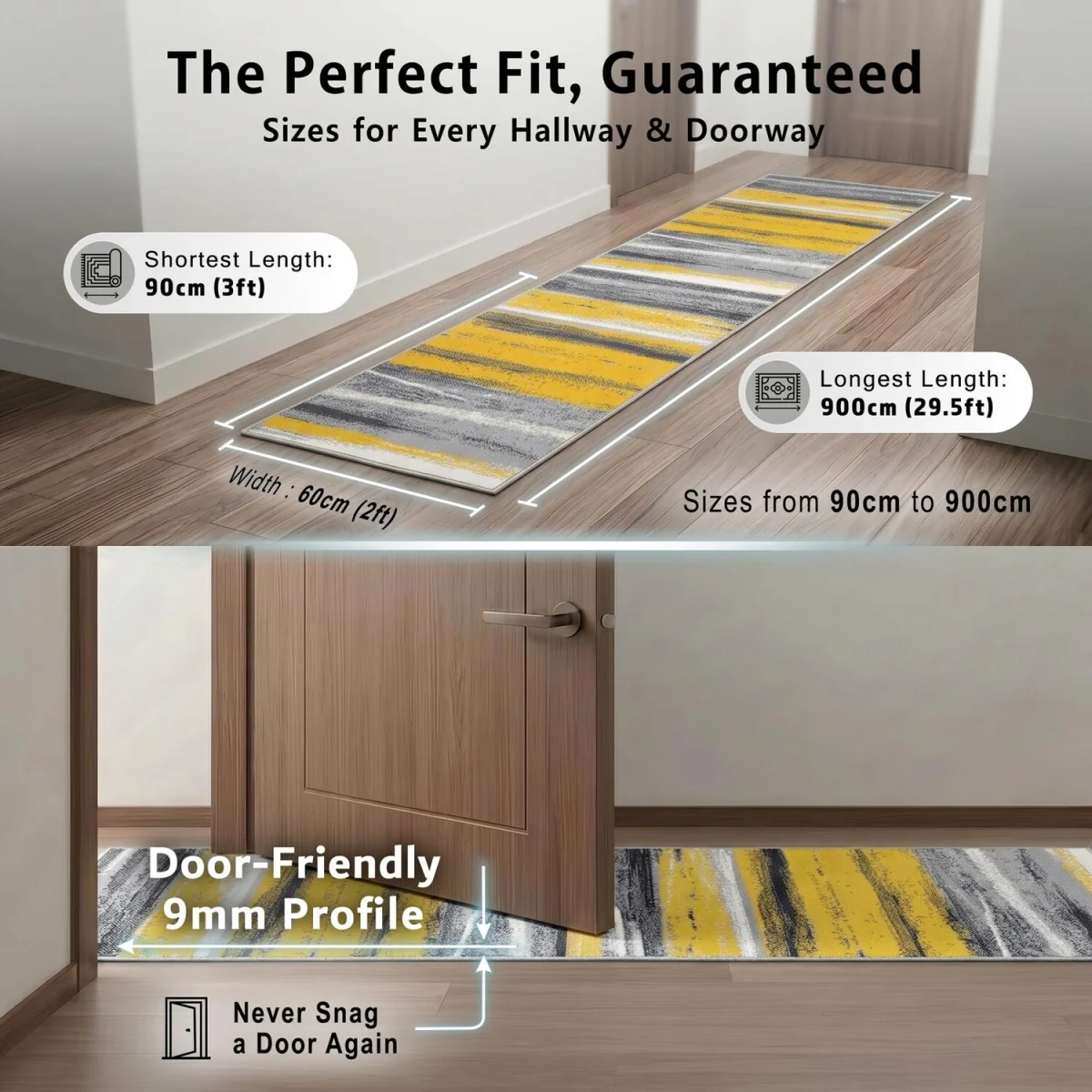 Abstract Lines Hallway Runner - Mustard / 180cm – image 2