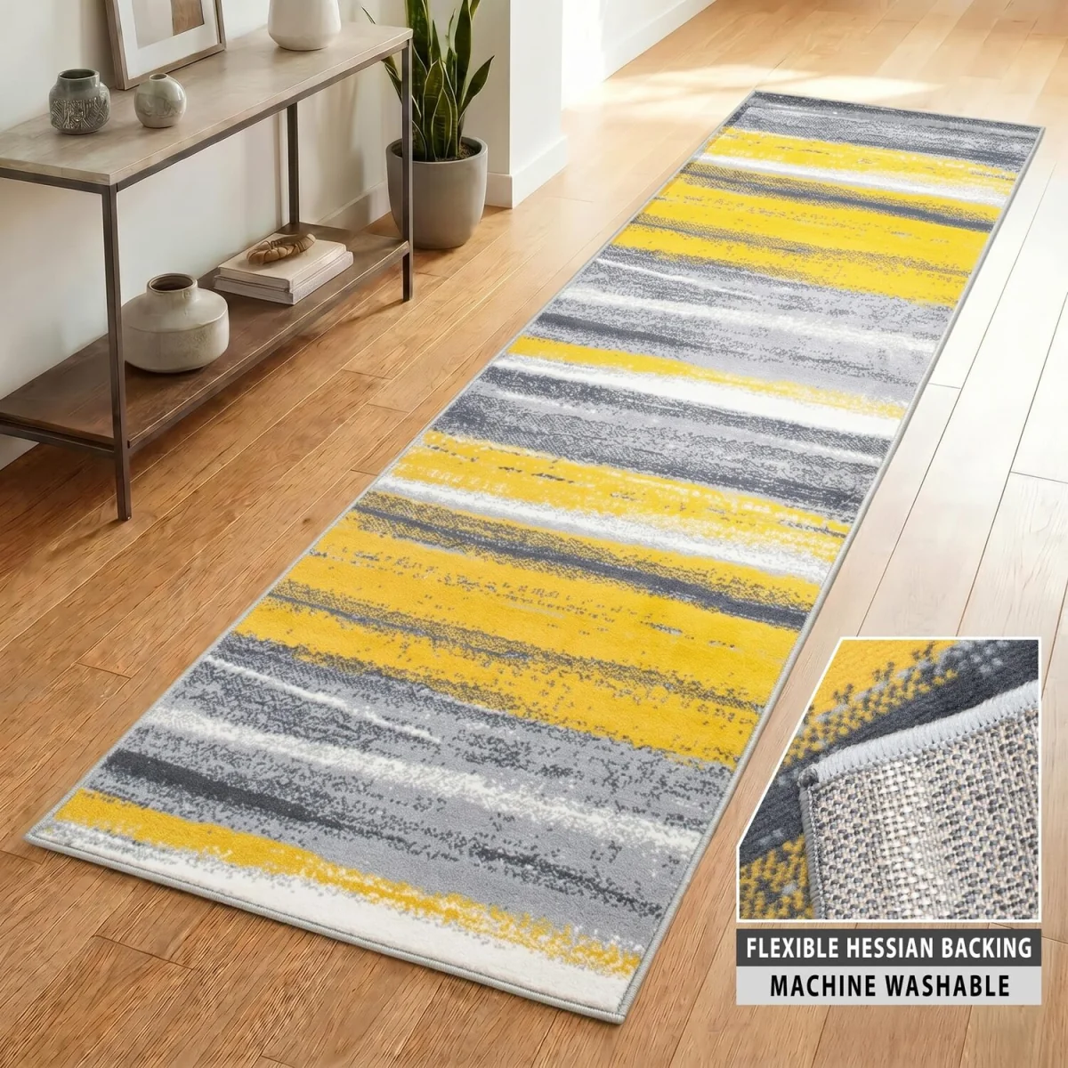 Abstract Lines Hallway Runner - Mustard / 180cm – image 5
