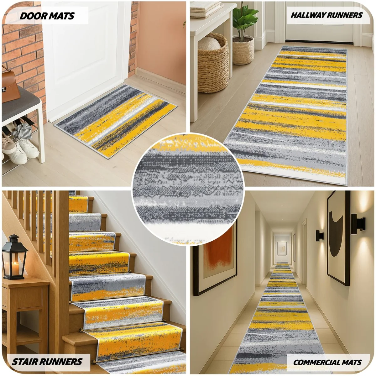 Abstract Lines Hallway Runner - Mustard / 180cm – image 8