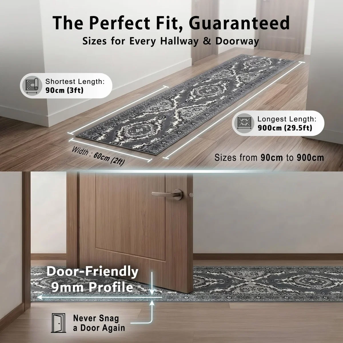 Texas Medallion Traditional Hallway Runner - Grey / 720cm – image 6