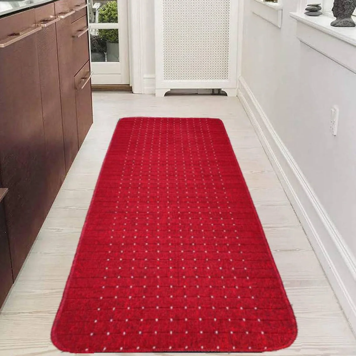 Red Non Slip, Washable and Flecked Kitchen Runner and Doormat - Candy - Red / 2kg / 80cm – image 2