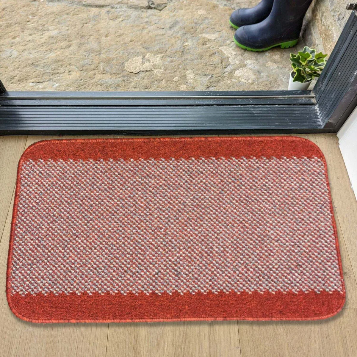 Red Non Slip, Washable and Flecked Kitchen Runner and Doormat - Candy - Red / 2kg / 80cm – image 1