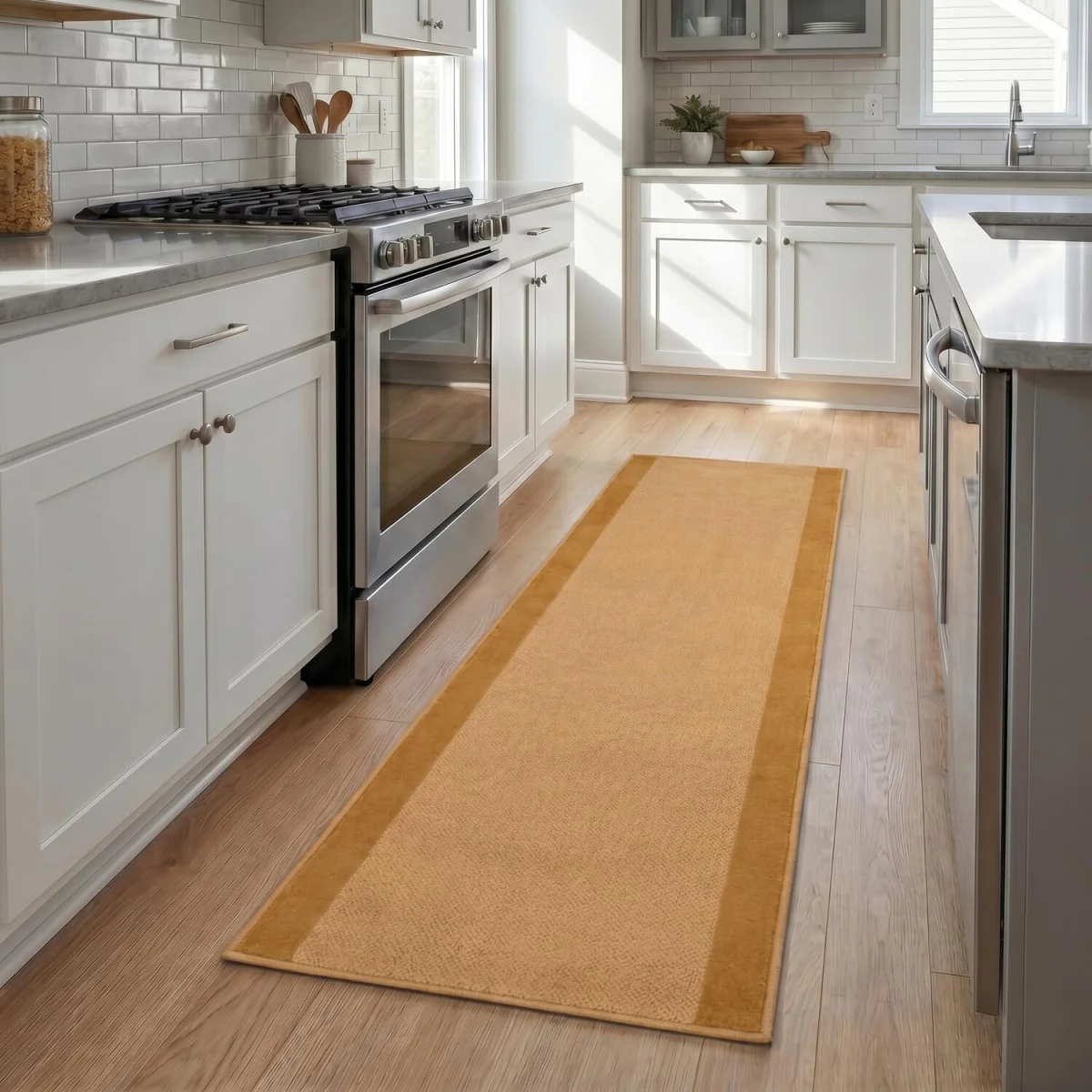 Bordered Traditional Hallway Runner - Beige / 450cm – image 2