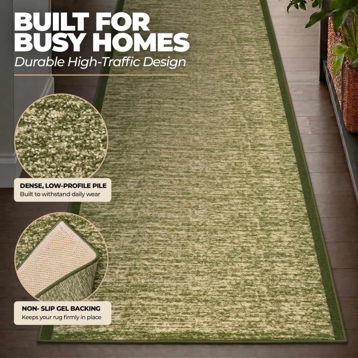 Blend Mottled Hallway Runner - Green / 244cm – image 4