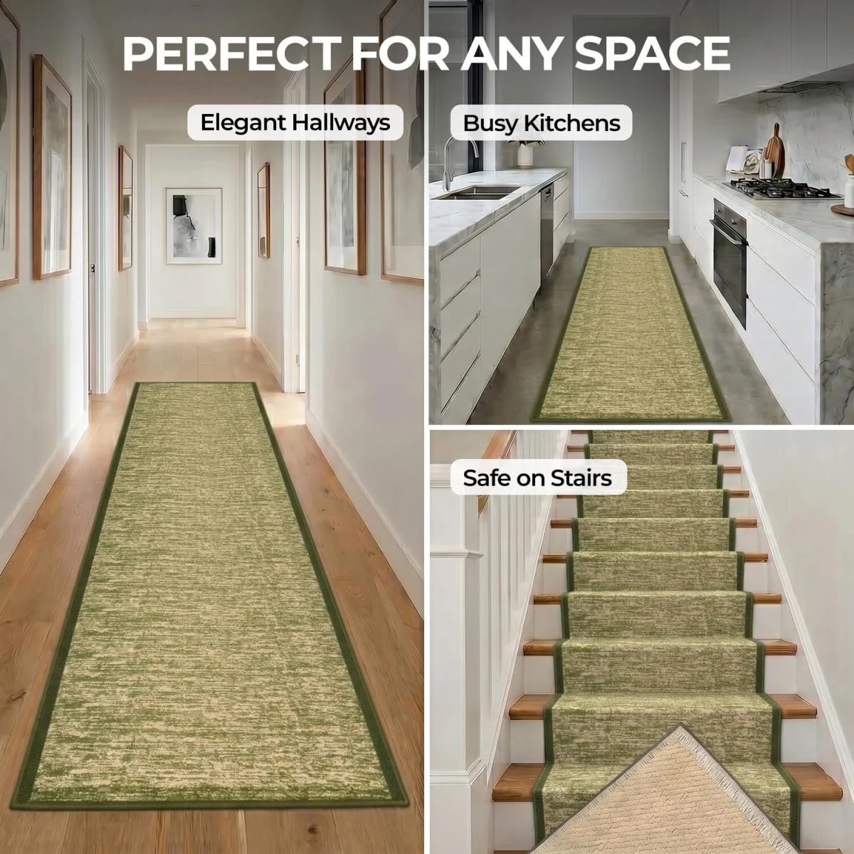 Blend Mottled Hallway Runner - Green / 244cm – image 7