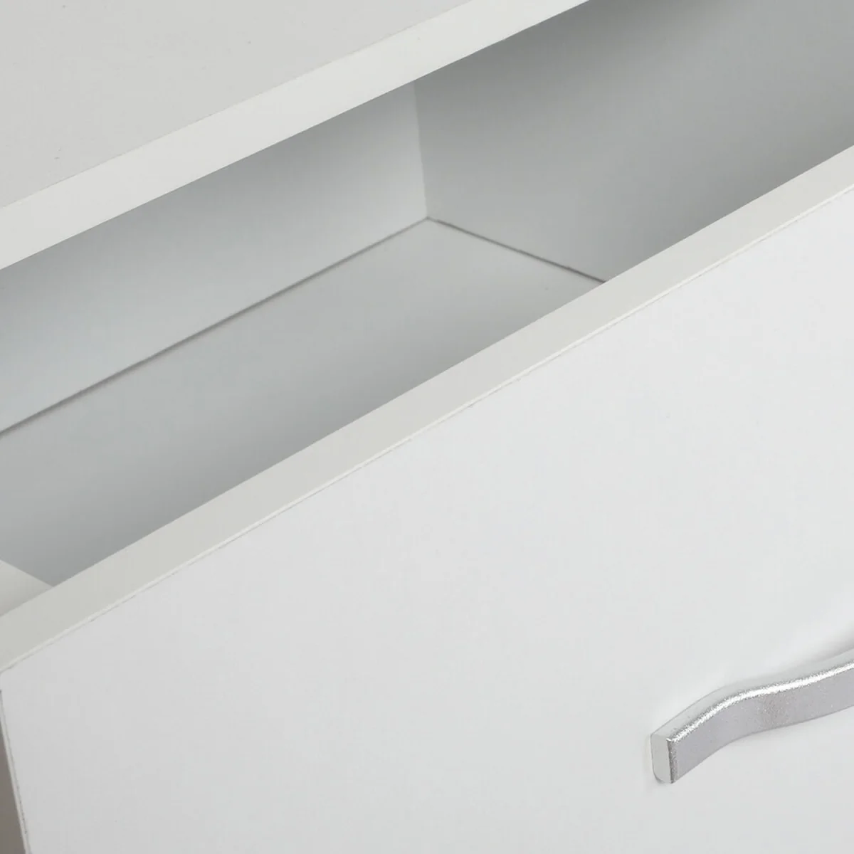 Bedside Table 2 Drawer Metal Handles Runners White Bedroom Cabinet - White – image 2