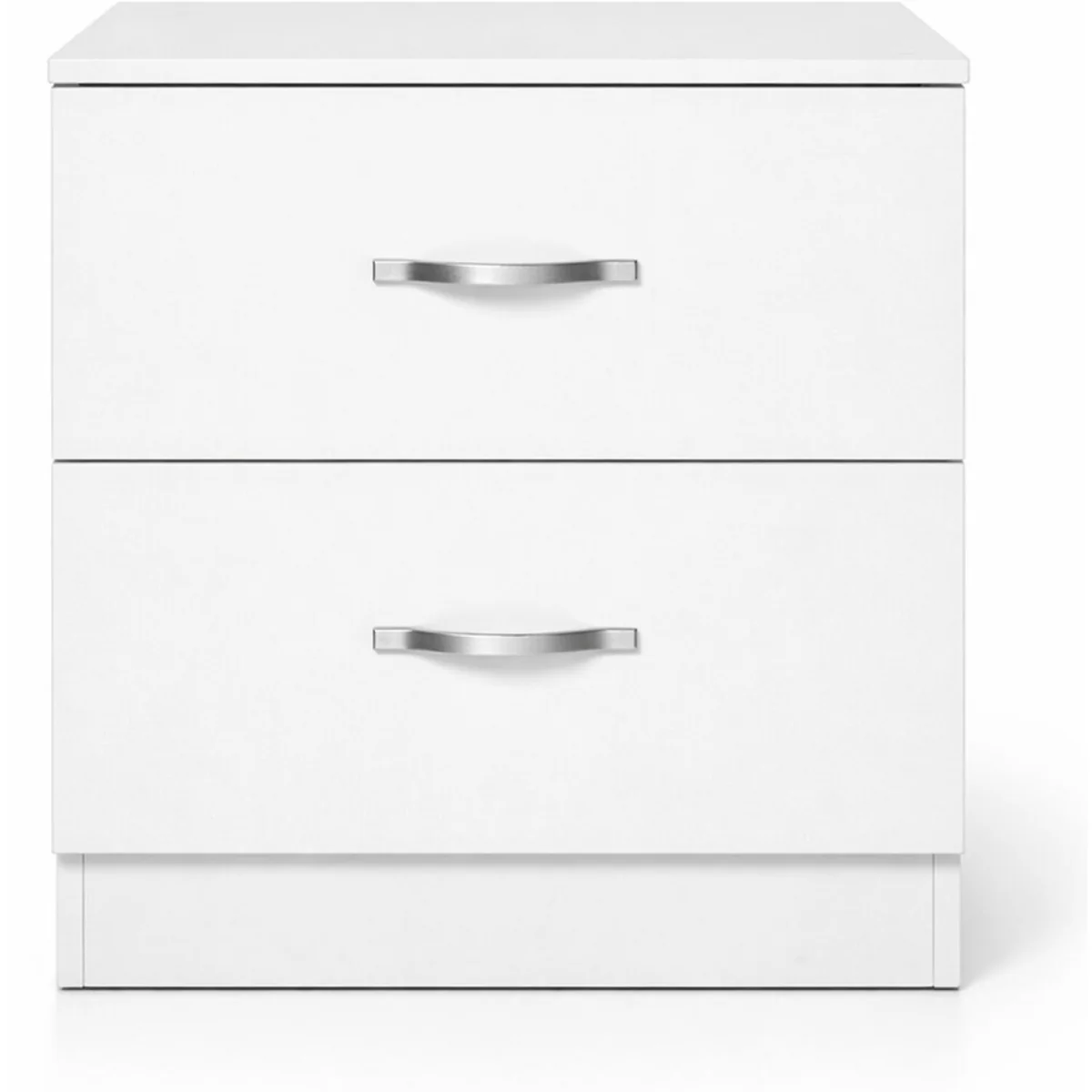 Bedside Table 2 Drawer Metal Handles Runners White Bedroom Cabinet - White – image 5