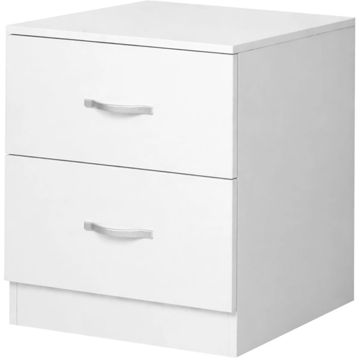 Bedside Table 2 Drawer Metal Handles Runners White Bedroom Cabinet - White – image 7