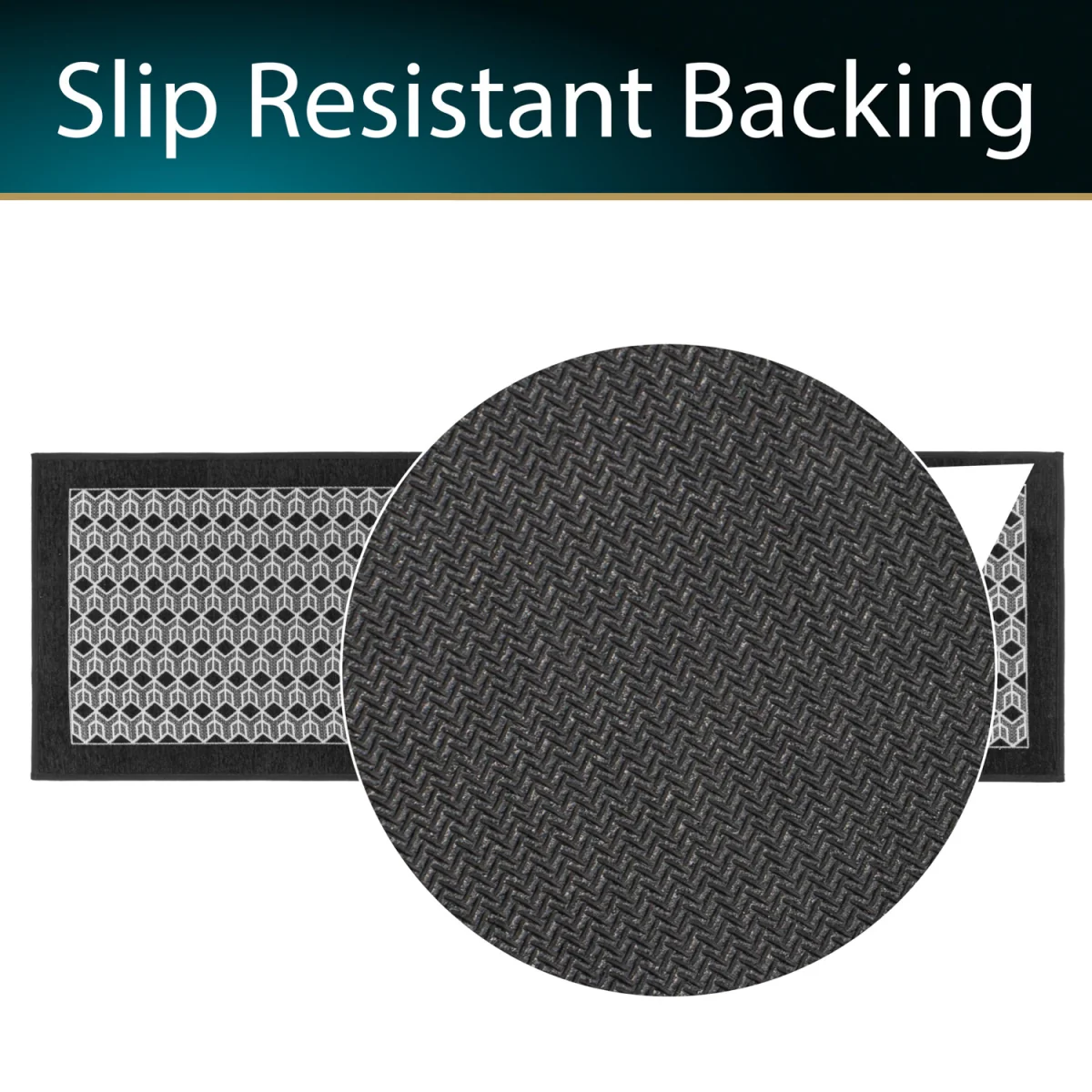 JVL Allure Machine Washable Entrance Runner - Black – image 4