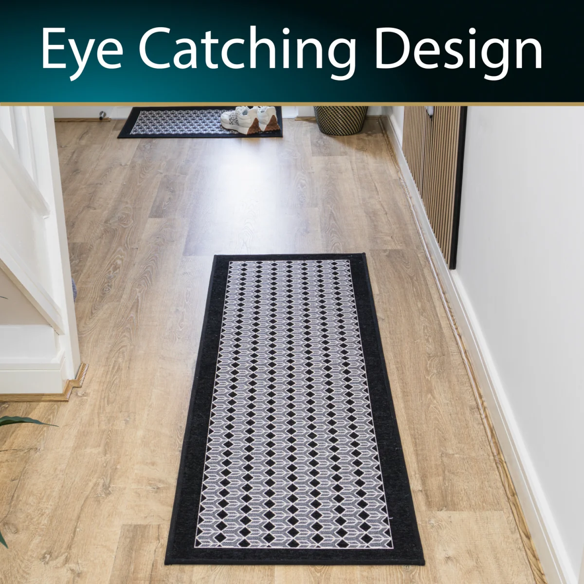 JVL Allure Machine Washable Entrance Runner - Black – image 7