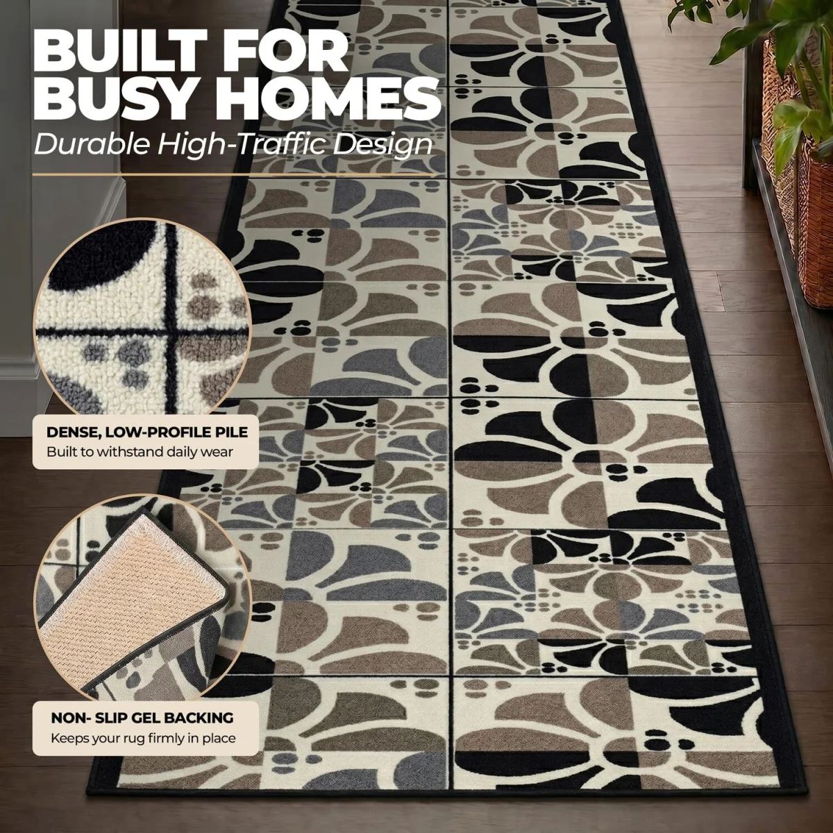 Daisy Floral Hallway Runner - Grey / 457cm – image 4