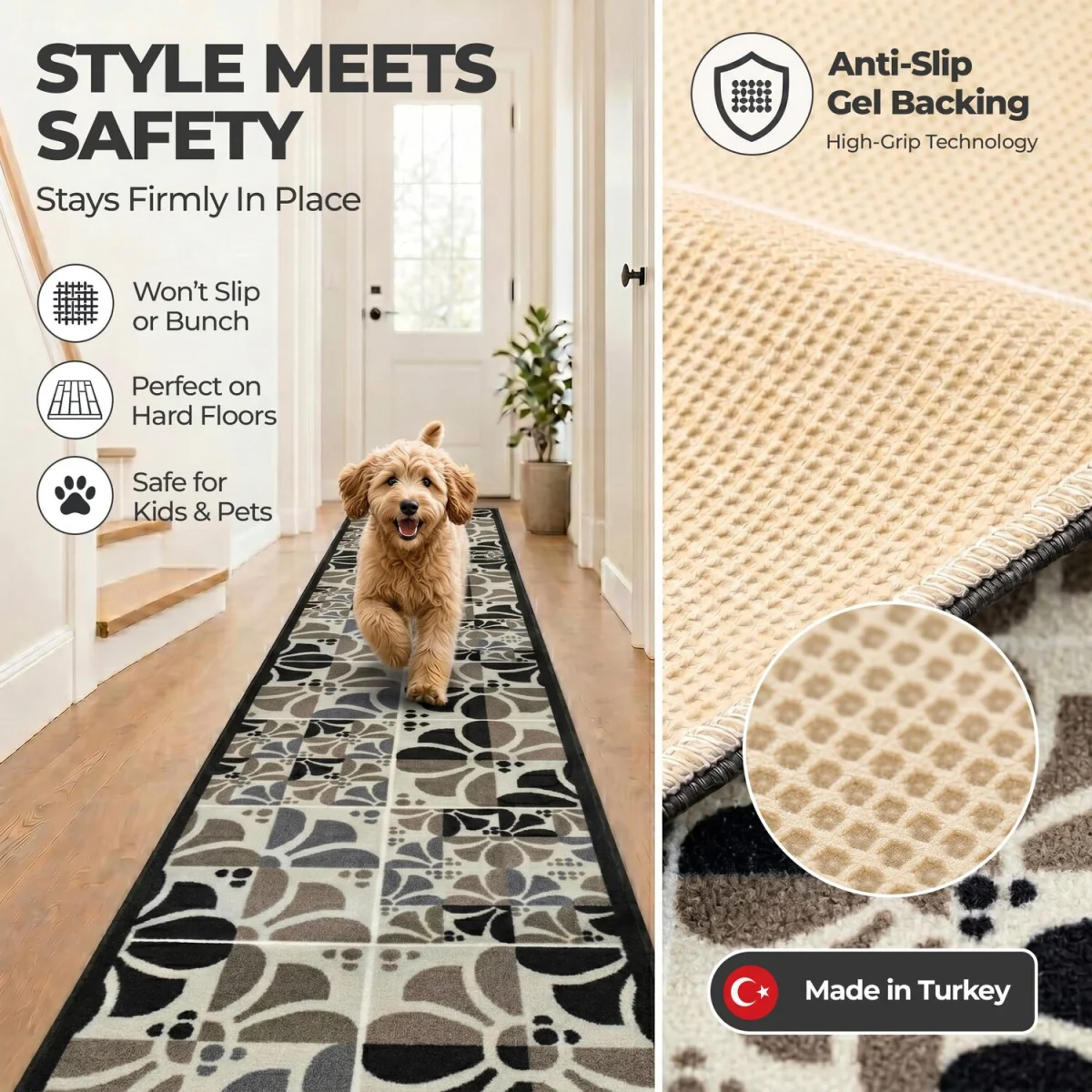 Daisy Floral Hallway Runner - Grey / 457cm – image 5