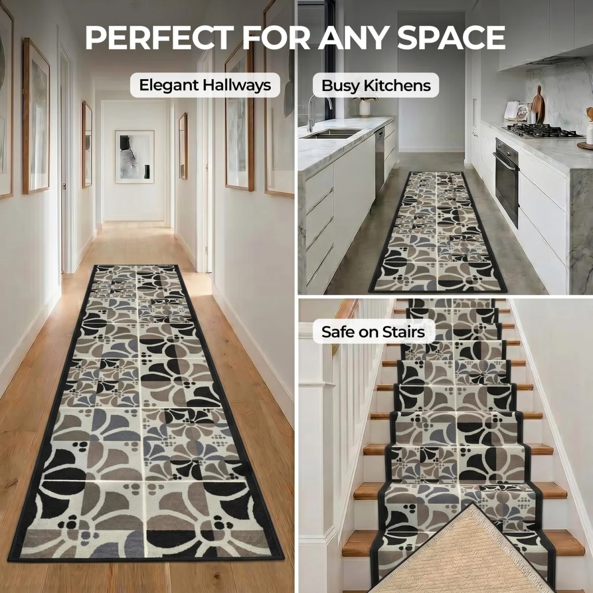 Daisy Floral Hallway Runner - Grey / 457cm – image 7