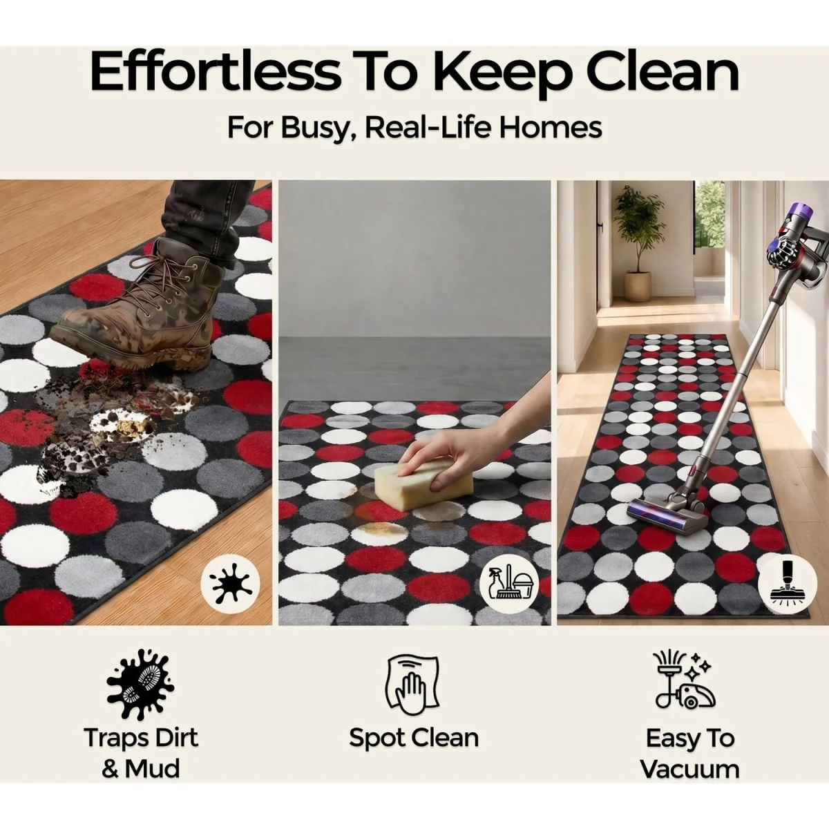 Spot Print Hallway Runner - Black / 150cm – image 2