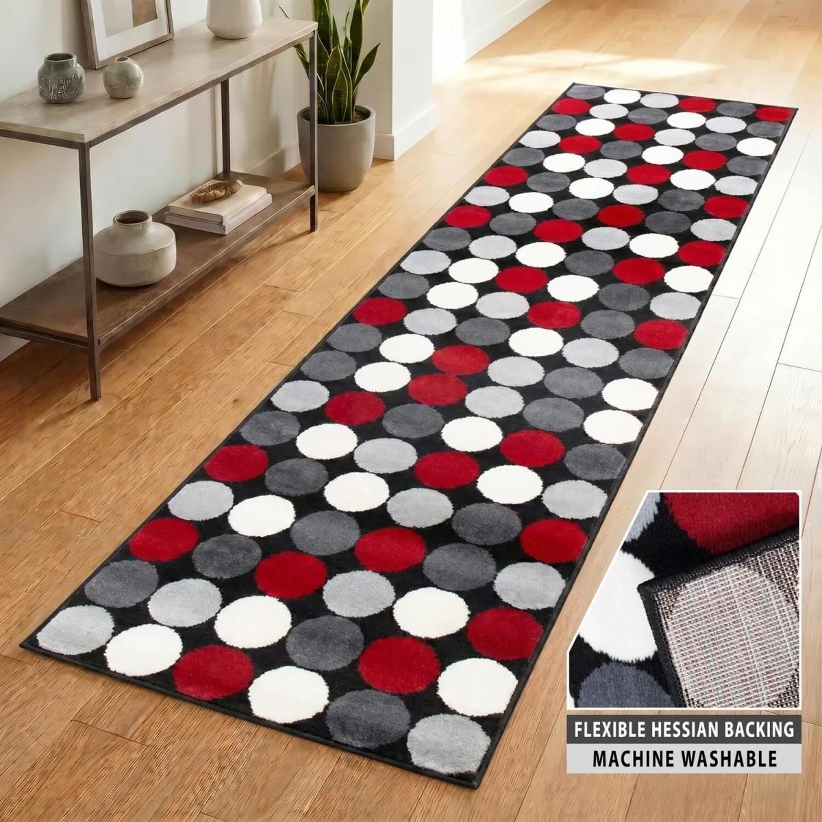 Spot Print Hallway Runner - Black / 150cm – image 5
