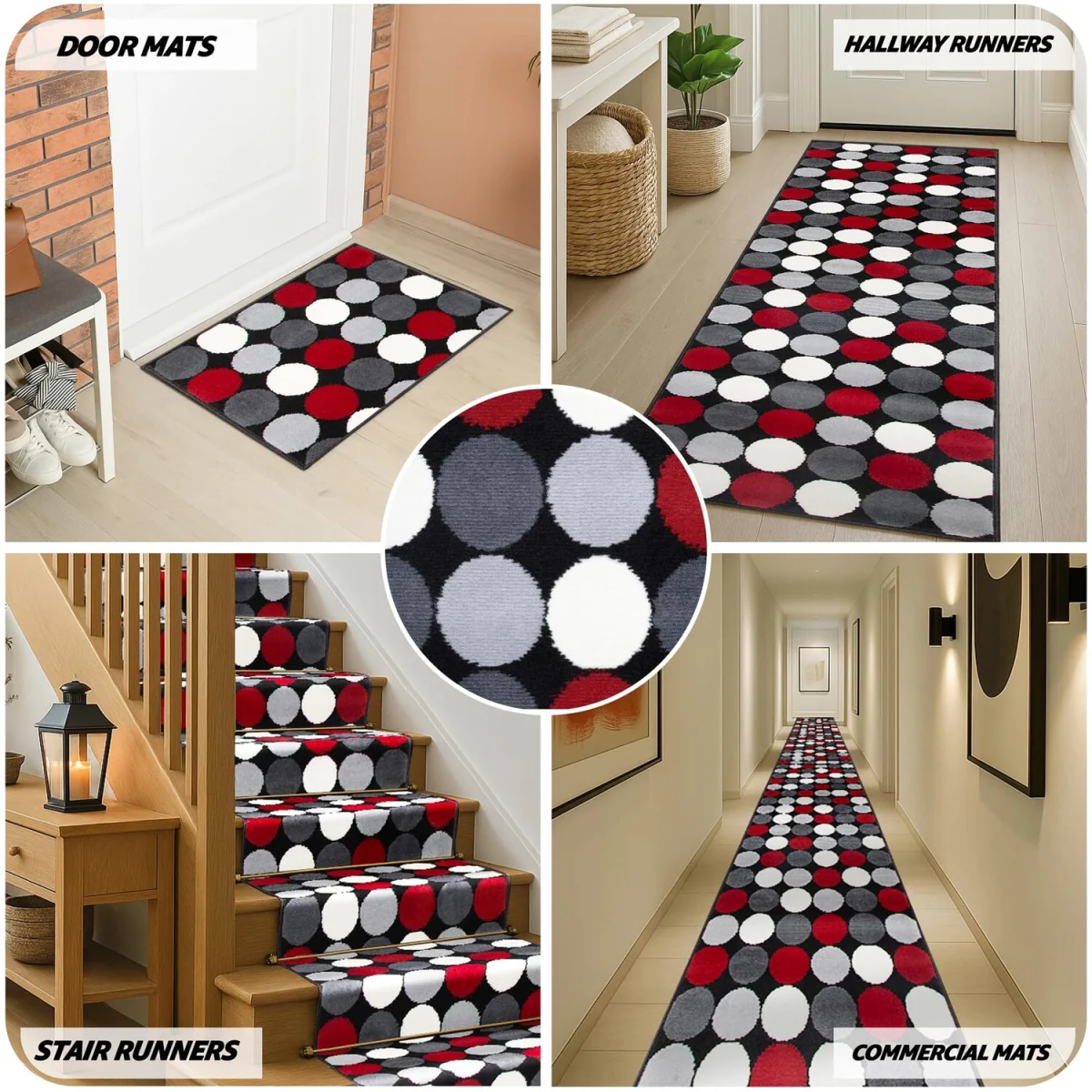 Spot Print Hallway Runner - Black / 150cm – image 7