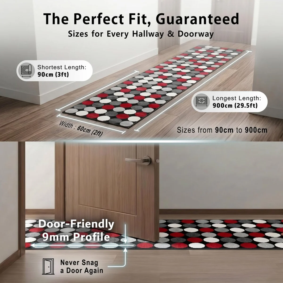Spot Print Hallway Runner - Black / 150cm – image 8