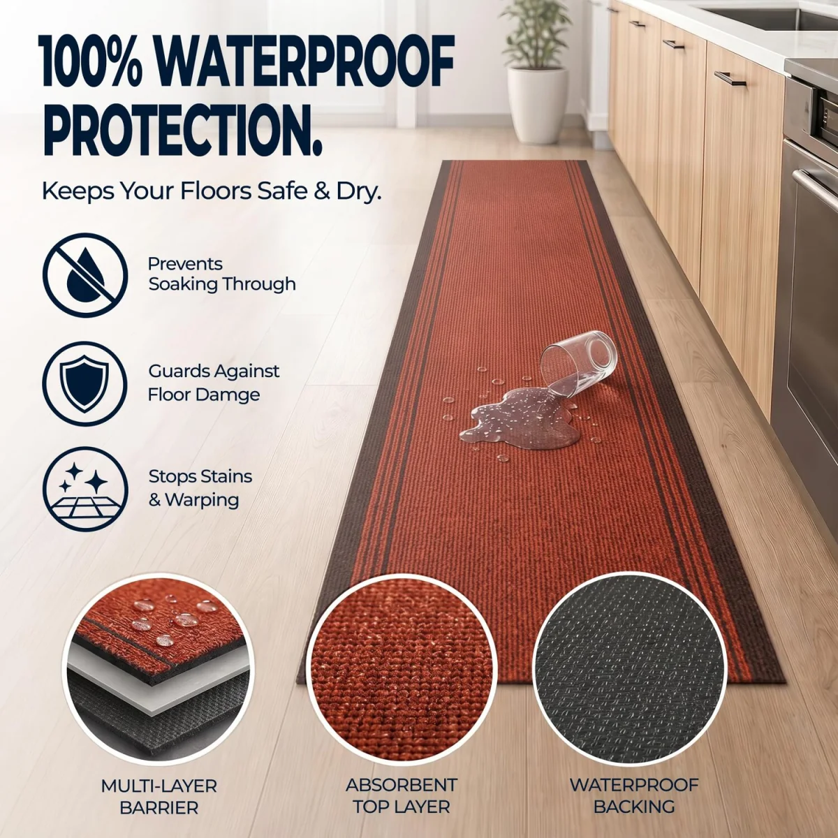 Sydney Non Slip Hallway Runner - Red / 457cm – image 4