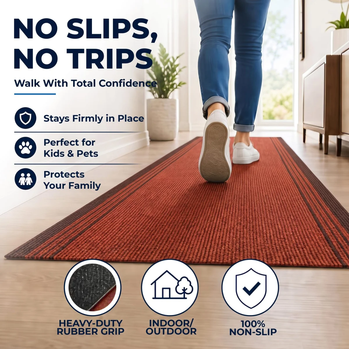 Sydney Non Slip Hallway Runner - Red / 457cm – image 5