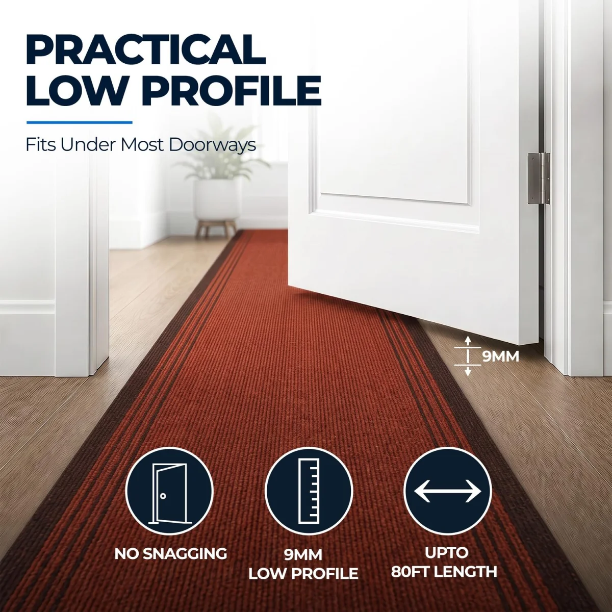 Sydney Non Slip Hallway Runner - Red / 457cm – image 8
