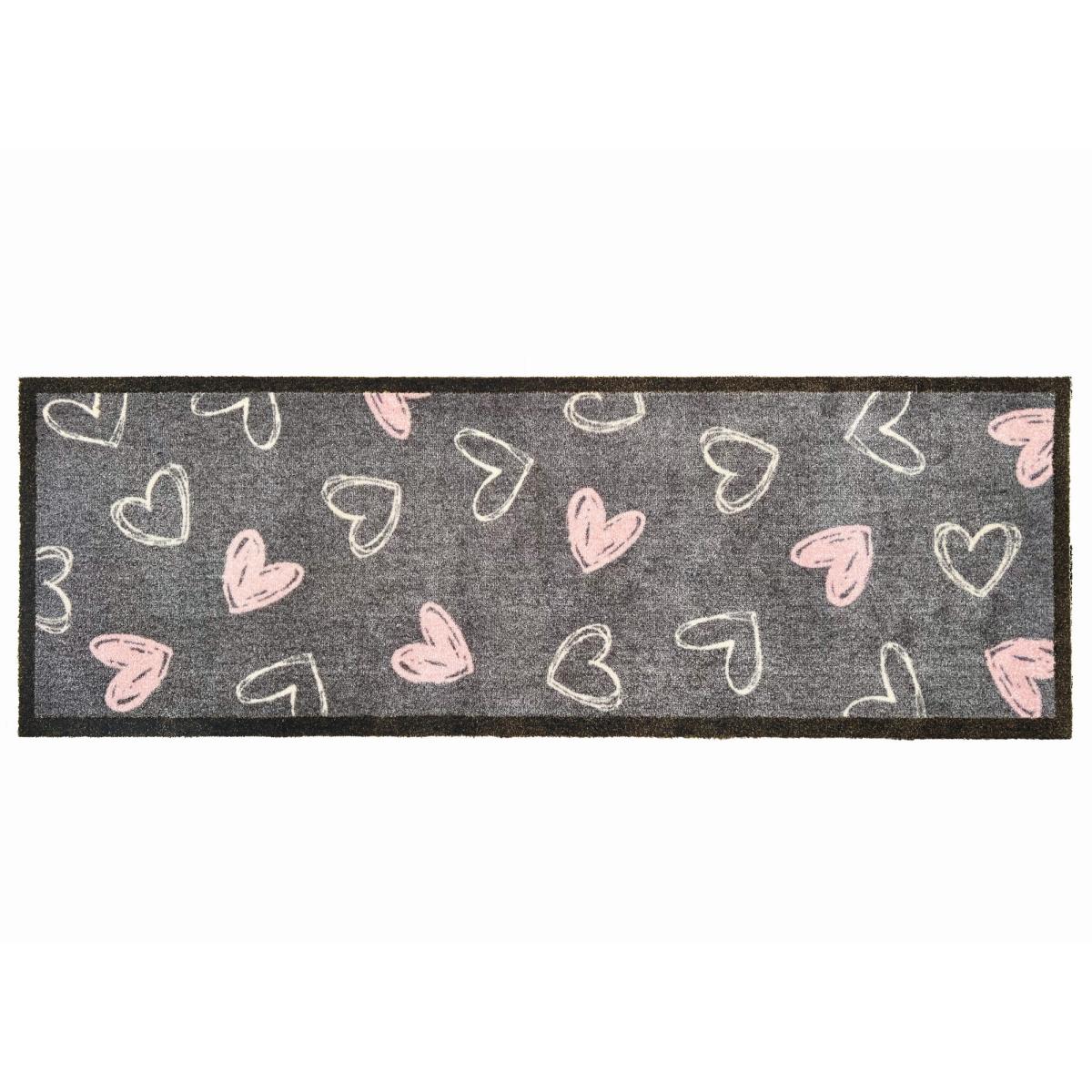 My Welcome Hearts Washable Indoor Runner in Grey 50x150cm – image 2
